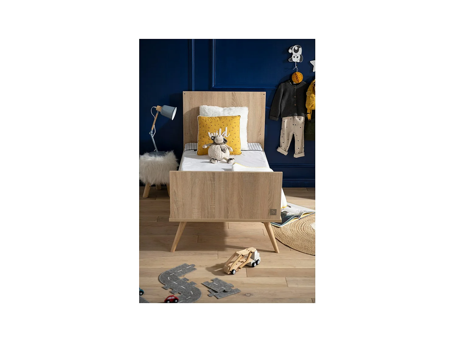 Lit bébé évolutif Seventies Bois et blanc