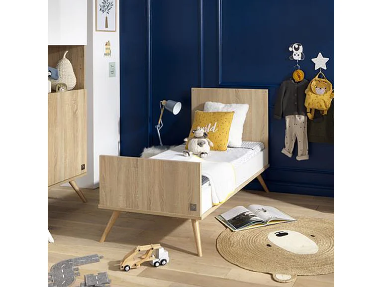 Lit bébé évolutif Seventies Bois et blanc