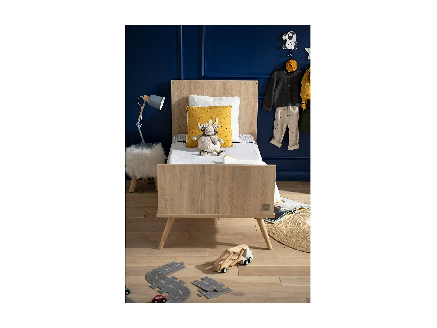 Lit bébé évolutif Seventies Bois et blanc