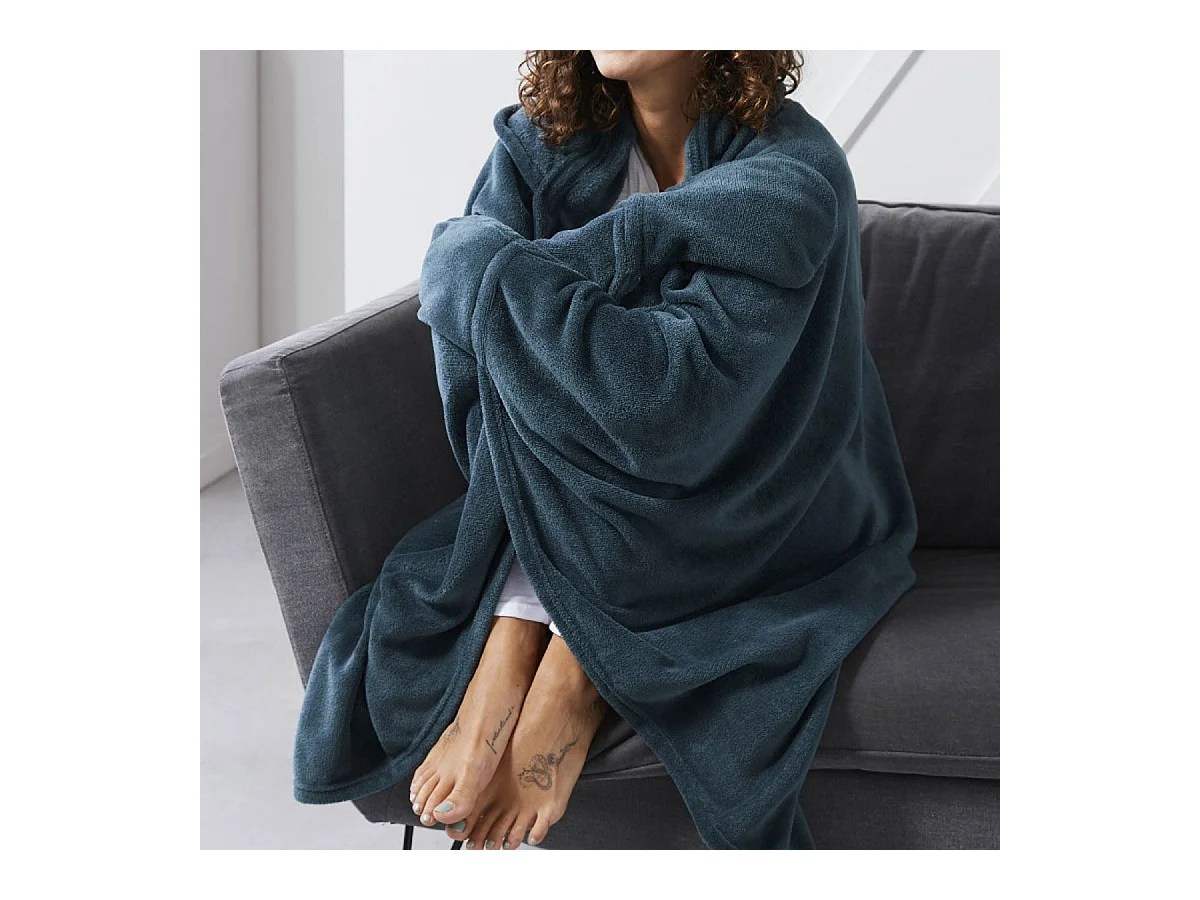 Seta a quadri con cappuccio e muffole