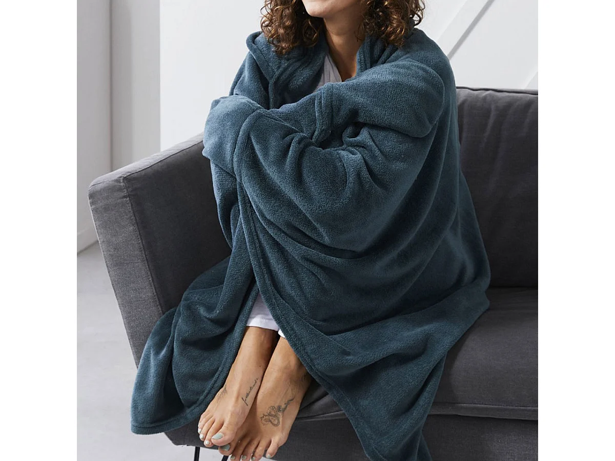 Geruite zijde met capuchon en wanten