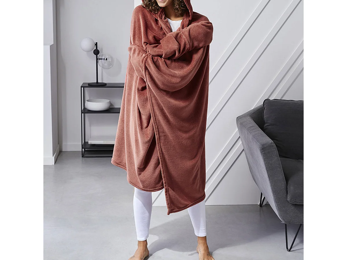 Geruite zijde met capuchon en wanten