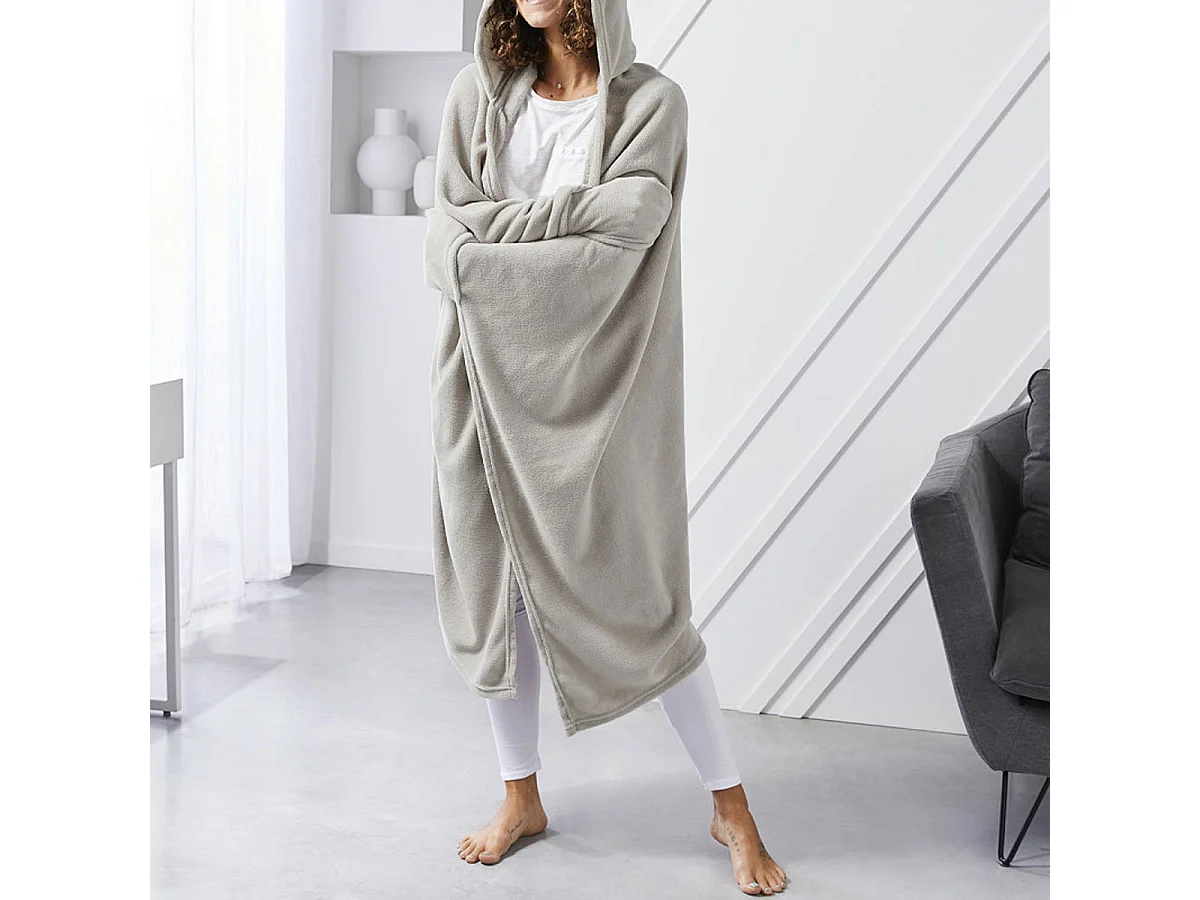 Geruite zijde met capuchon en wanten