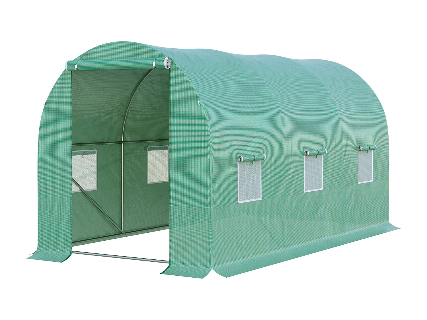 Serre de jardin tunnel 8 m² 4L x 2l x 1,9H m acier galvanisé renforcé diamètre 2,4 cm + PE haute densité fenêtres porte vert