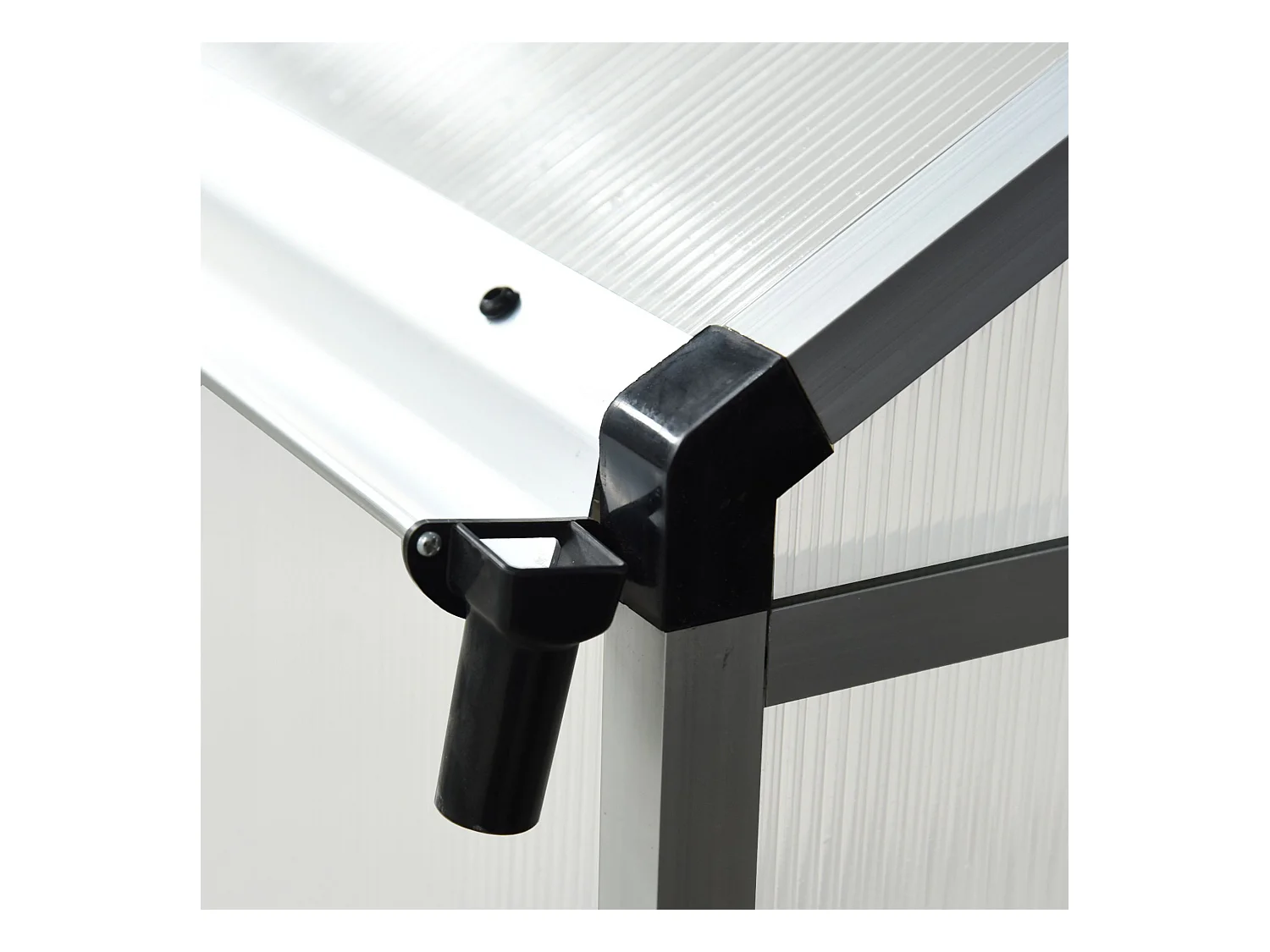 Serre de jardin aluminium polycarbonate 5,5 m² dim. 3,03L x 1,83l x 1,95H m fondation lucarne porte loquet