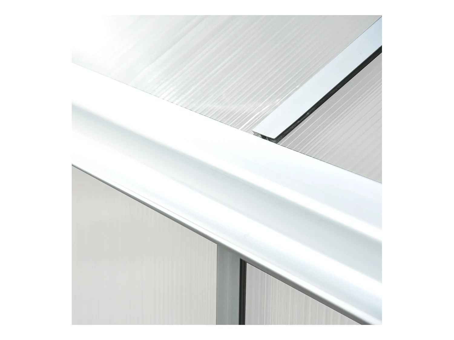 Serre de jardin aluminium polycarbonate 5,5 m² dim. 3,03L x 1,83l x 1,95H m fondation lucarne porte loquet