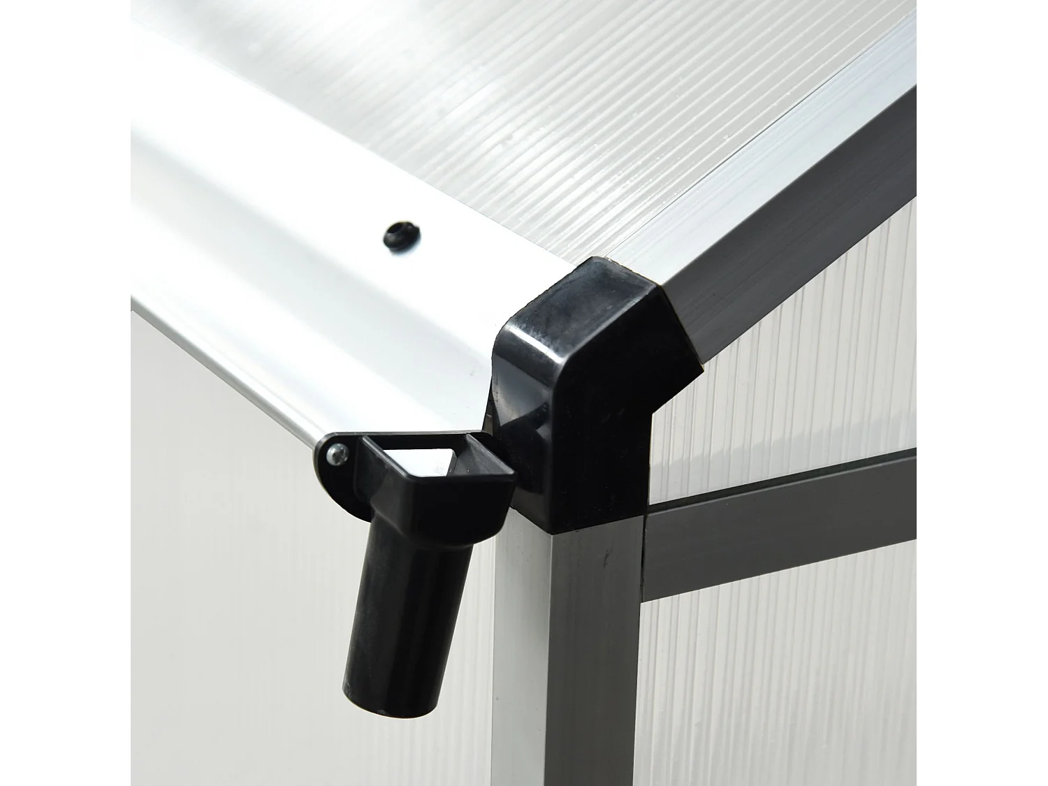 Serre de jardin aluminium polycarbonate 5,5 m² dim. 3,03L x 1,83l x 1,95H m fondation lucarne porte loquet