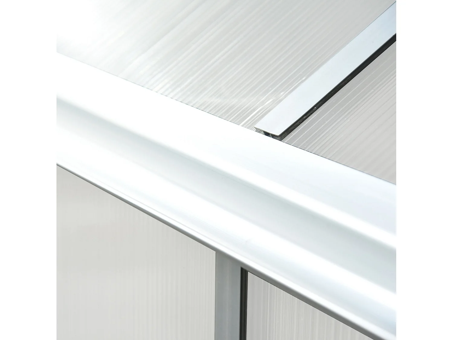 Serre de jardin aluminium polycarbonate 5,5 m² dim. 3,03L x 1,83l x 1,95H m fondation lucarne porte loquet