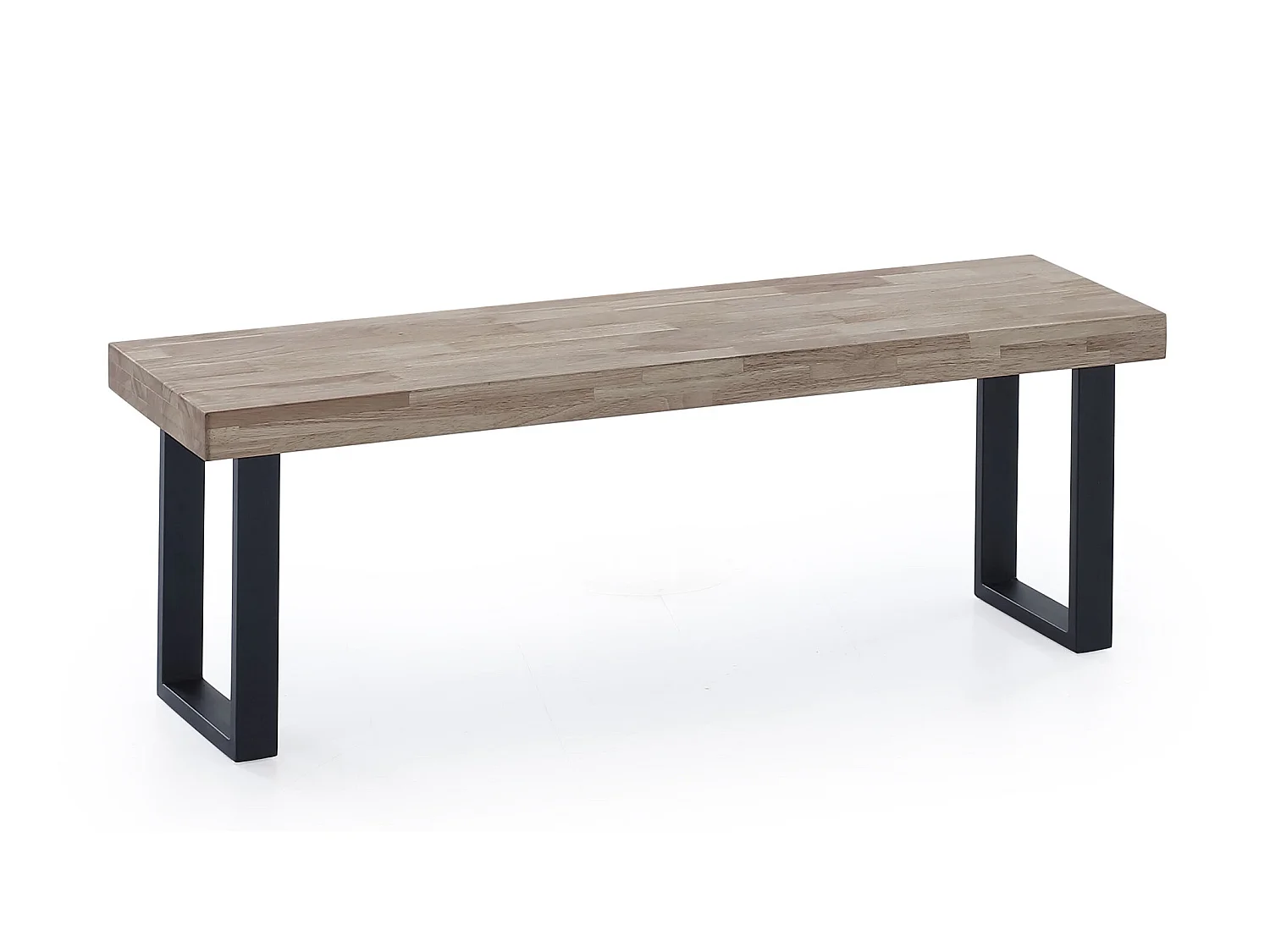 Banquette en bois couleur chêne miel avec pieds en métal noir - Longueur 120 x Profondeur 47 x Hauteur 34 cm