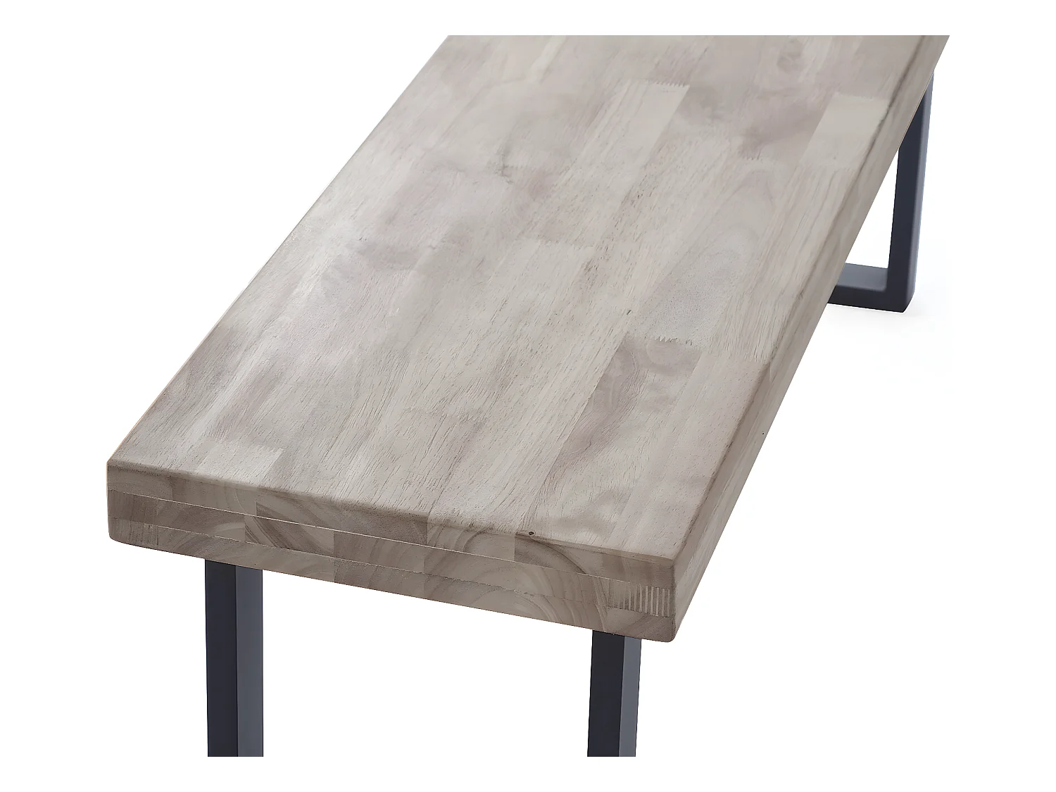 Banquette en bois couleur chêne miel avec pieds en métal noir - Longueur 120 x Profondeur 47 x Hauteur 34 cm