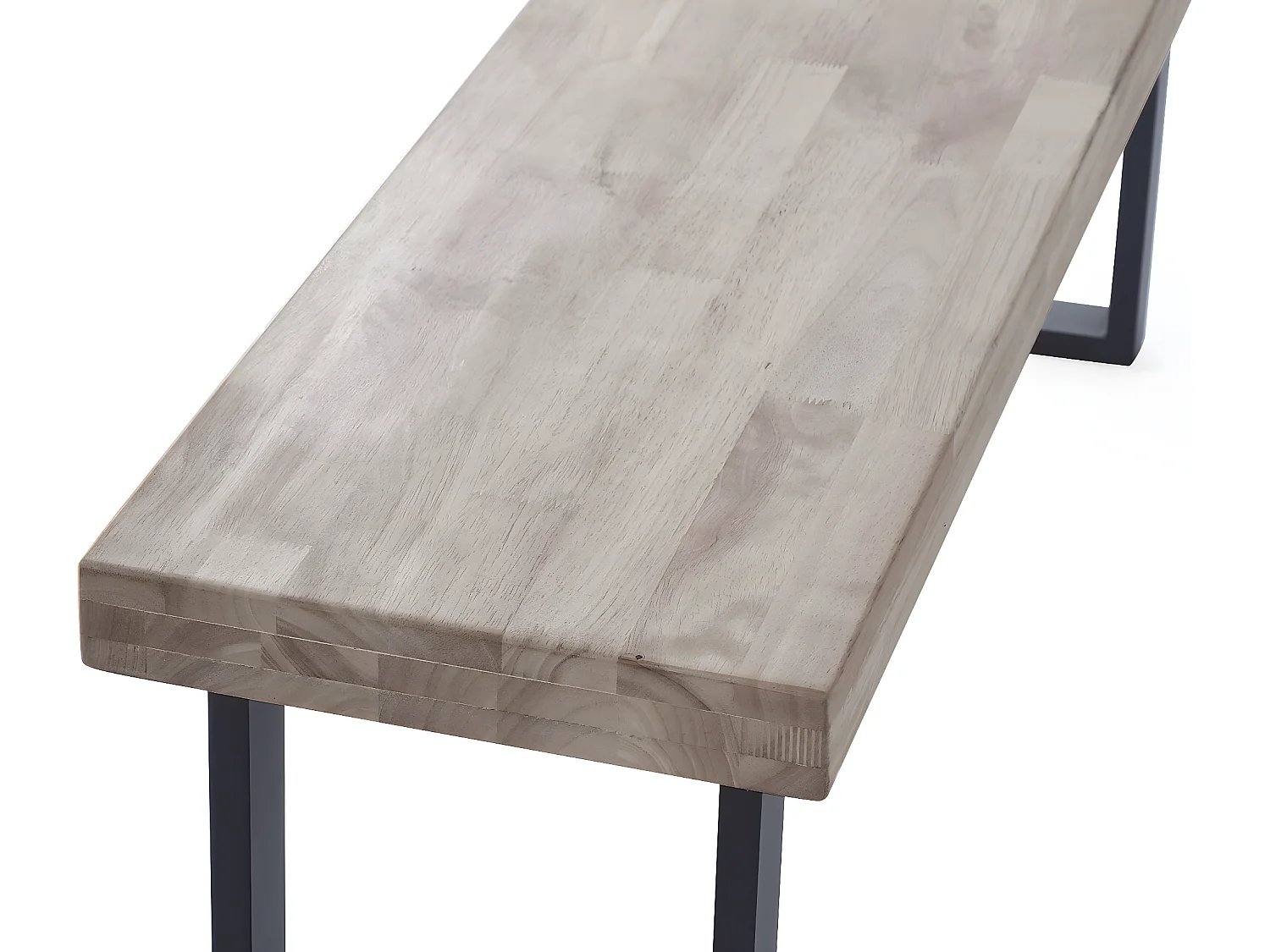 Banquette en bois couleur chêne miel avec pieds en métal noir - Longueur 120 x Profondeur 47 x Hauteur 34 cm