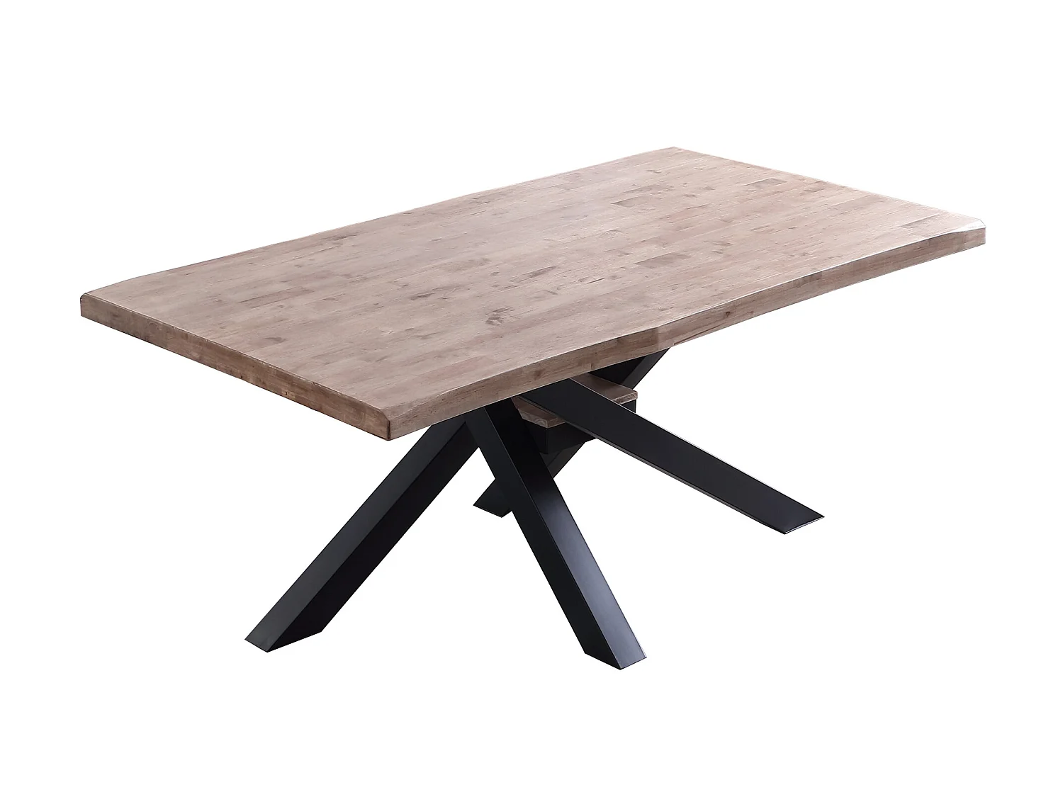 Table à manger rectangulaire en bois de chêne miel avec pieds en métal noir - Longueur 180 x Profondeur 100 x Hauteur 76 cm