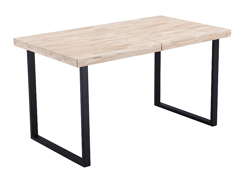 Table à manger rectangulaire extensible en bois de chêne avec pieds en métal - Longueur 140-180 x Profondeur 80 x Hauteur 76 cm