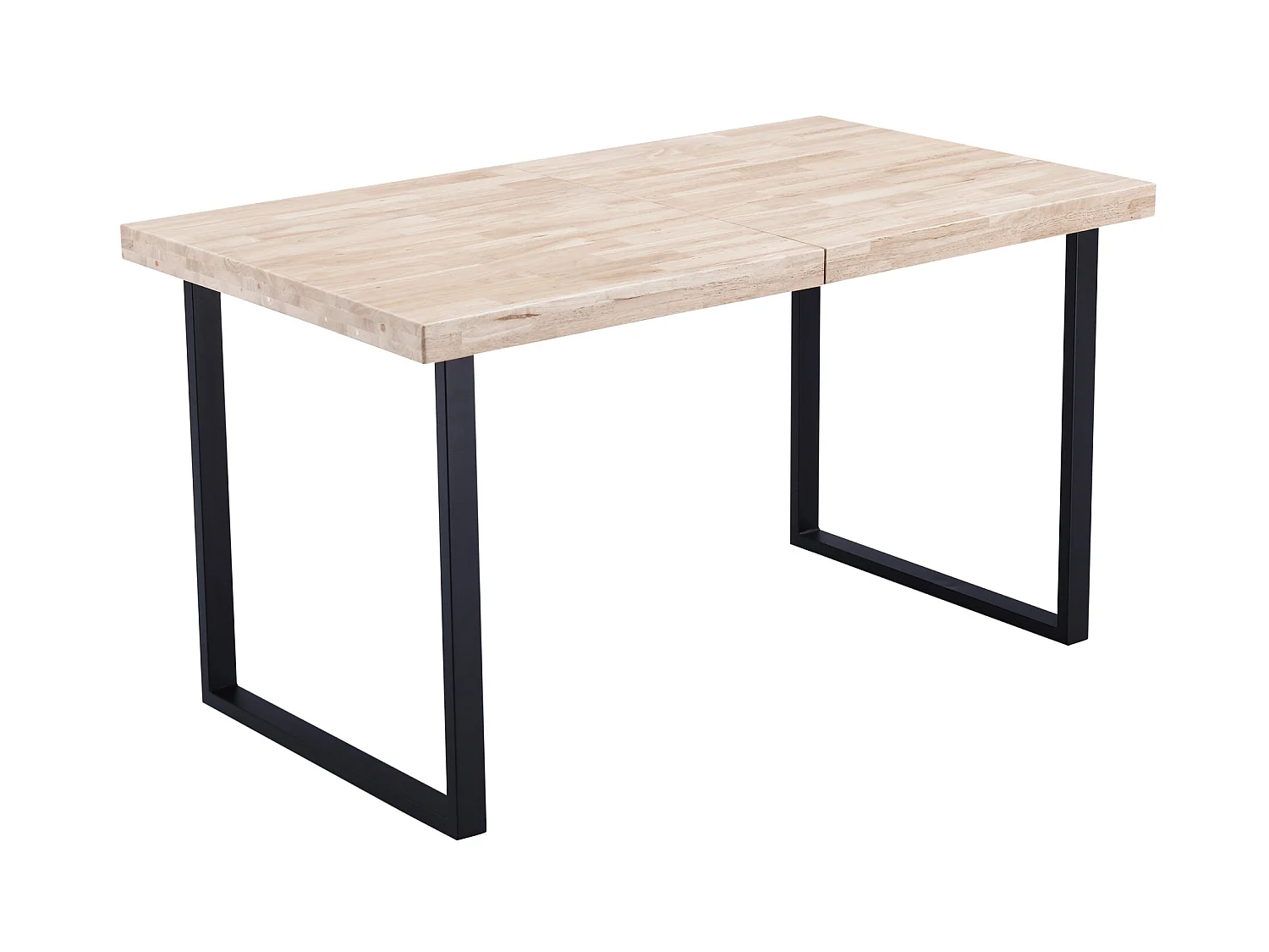 Table à manger rectangulaire extensible en bois de chêne avec pieds en métal - Longueur 140-180 x Profondeur 80 x Hauteur 76 cm