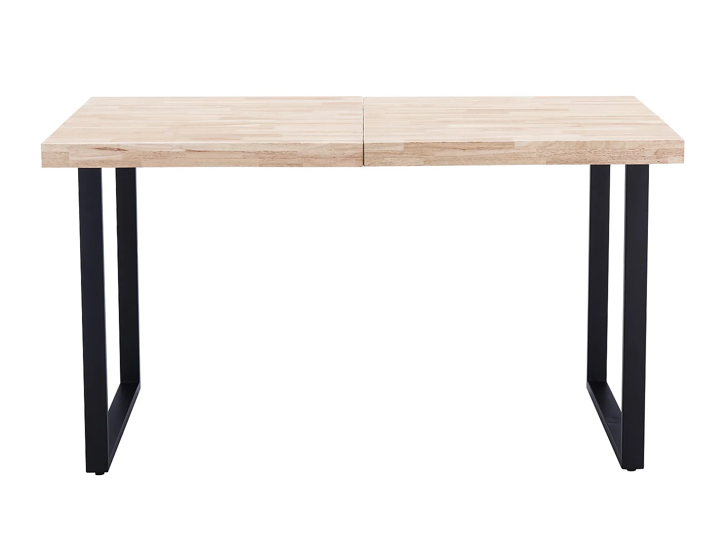 Table à manger rectangulaire extensible en bois de chêne avec pieds en métal - Longueur 140-180 x Profondeur 80 x Hauteur 76 cm