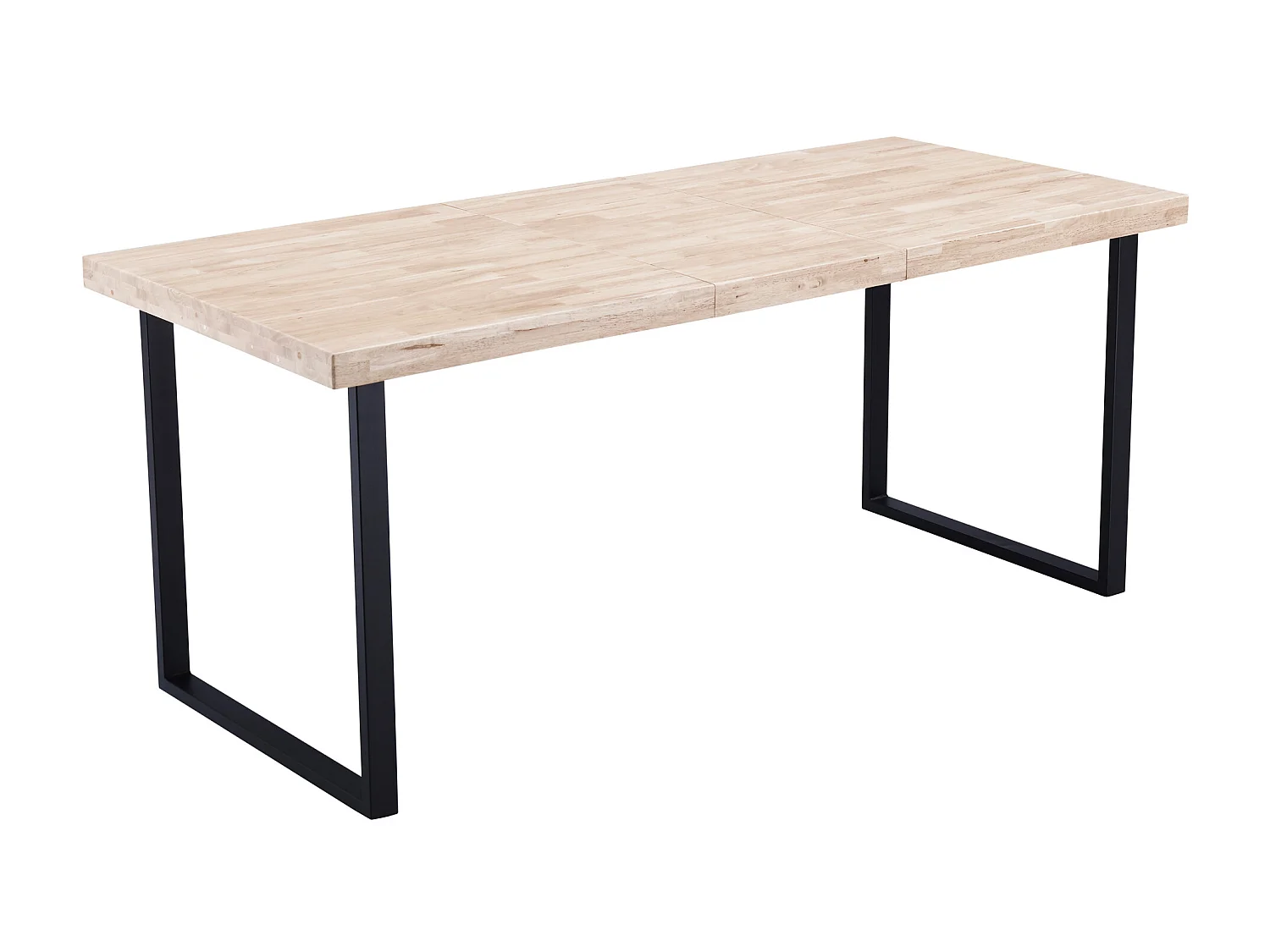 Table à manger rectangulaire extensible en bois de chêne avec pieds en métal - Longueur 140-180 x Profondeur 80 x Hauteur 76 cm