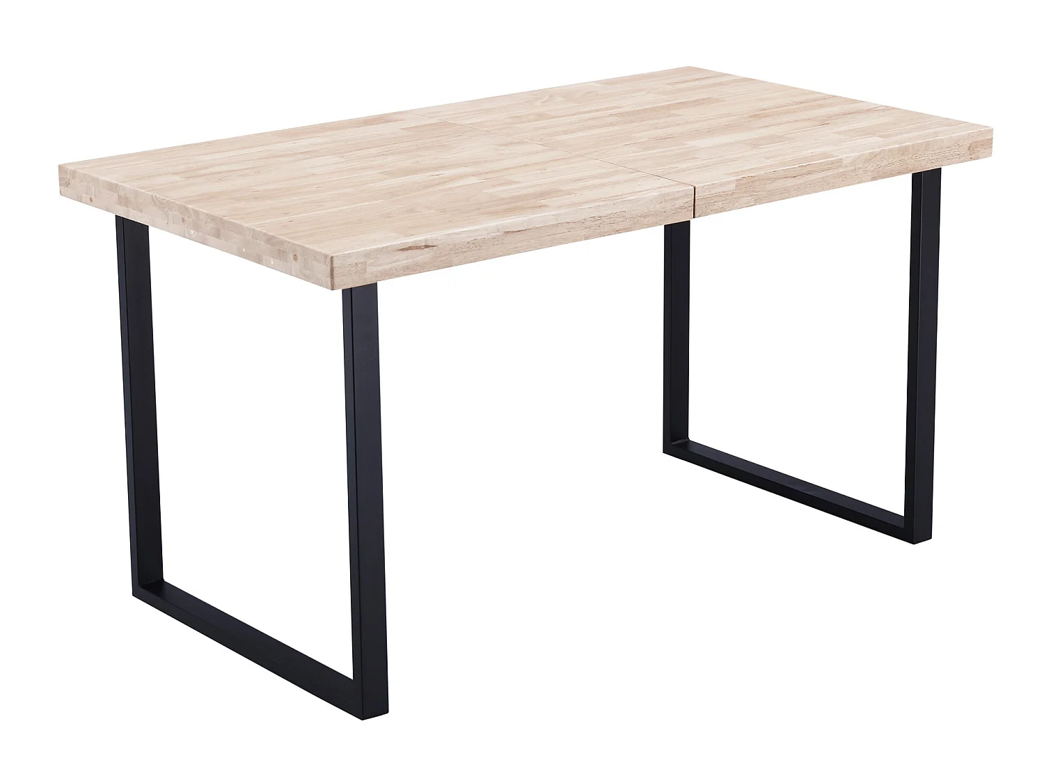 Table à manger rectangulaire extensible en bois de chêne avec pieds en métal - Longueur 140-180 x Profondeur 80 x Hauteur 76 cm