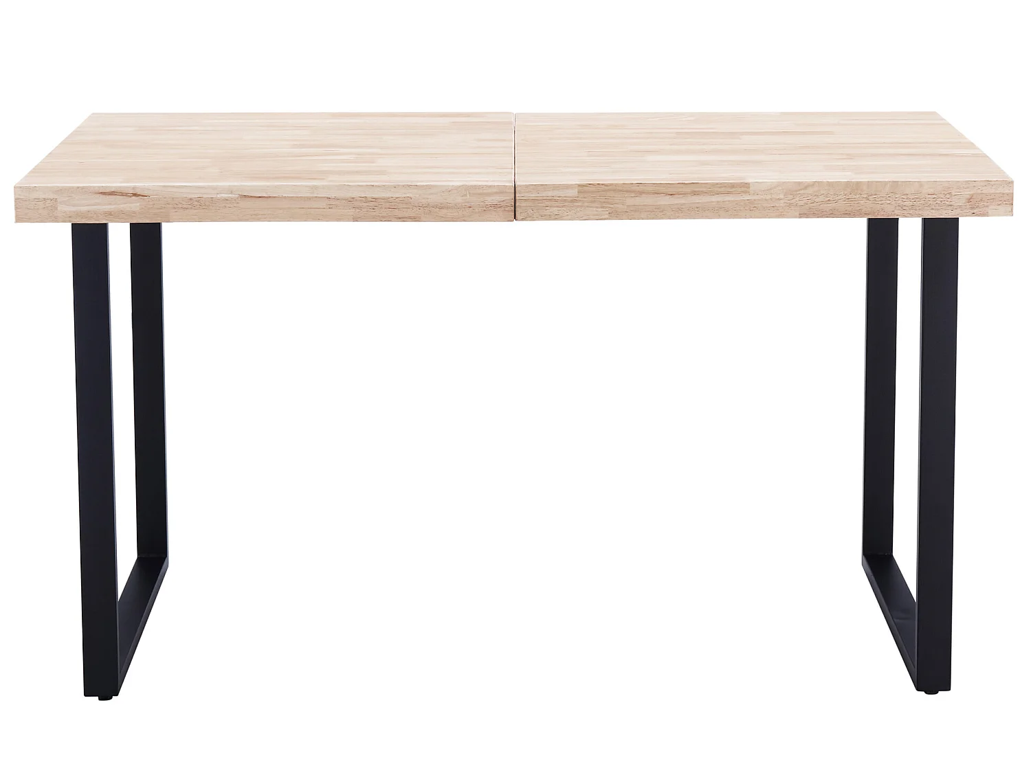 Table à manger rectangulaire extensible en bois de chêne avec pieds en métal - Longueur 140-180 x Profondeur 80 x Hauteur 76 cm