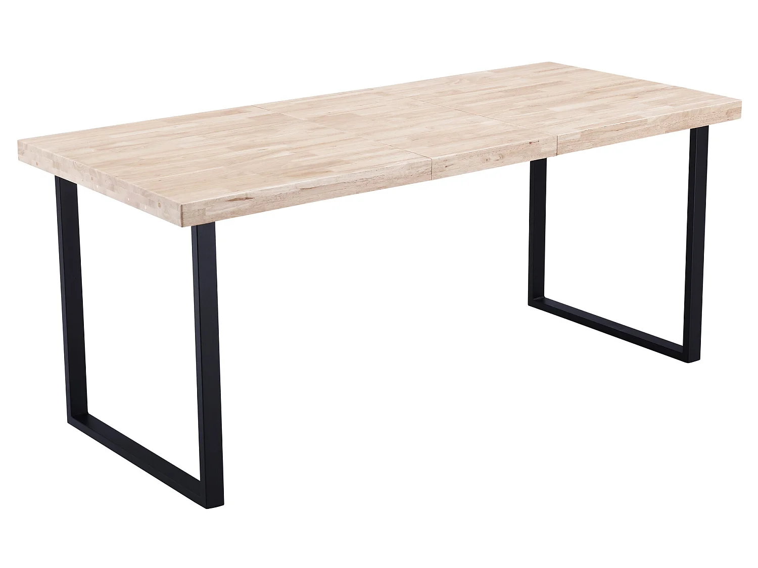 Table à manger rectangulaire extensible en bois de chêne avec pieds en métal - Longueur 140-180 x Profondeur 80 x Hauteur 76 cm