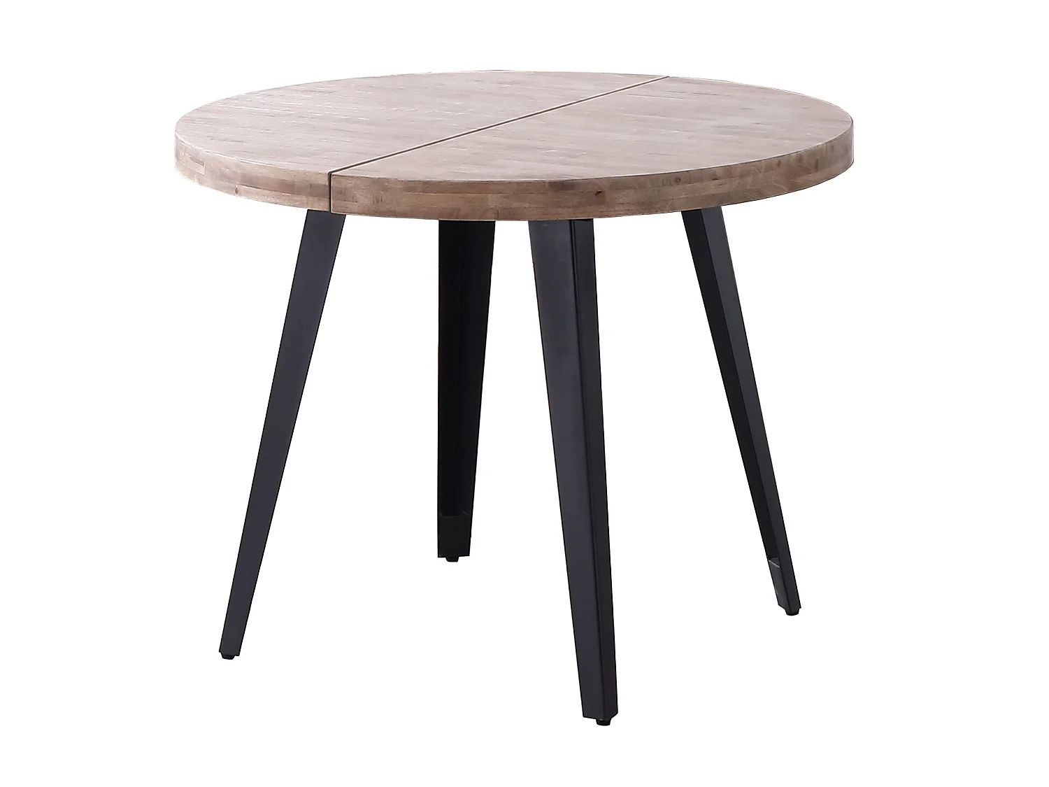 Table à manger ronde extensible en bois de chêne miel avec pieds en métal noir-Longueur 140-180 x Profondeur 100 x Hauteur 76 cm
