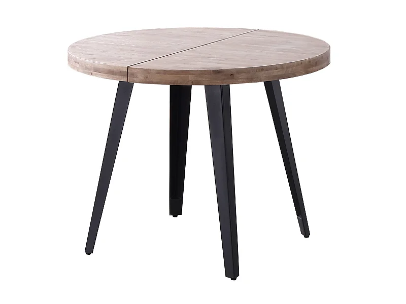 Table à manger ronde extensible en bois de chêne miel avec pieds en métal noir-Longueur 140-180 x Profondeur 100 x Hauteur 76 cm