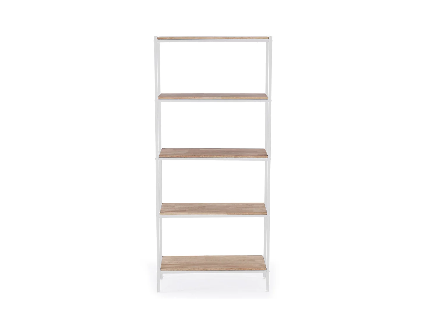 Étagère haute en bois de chêne nordique avec pieds en métal blanc - Longueur 80 x Profondeur 28 x Hauteur 180 cm