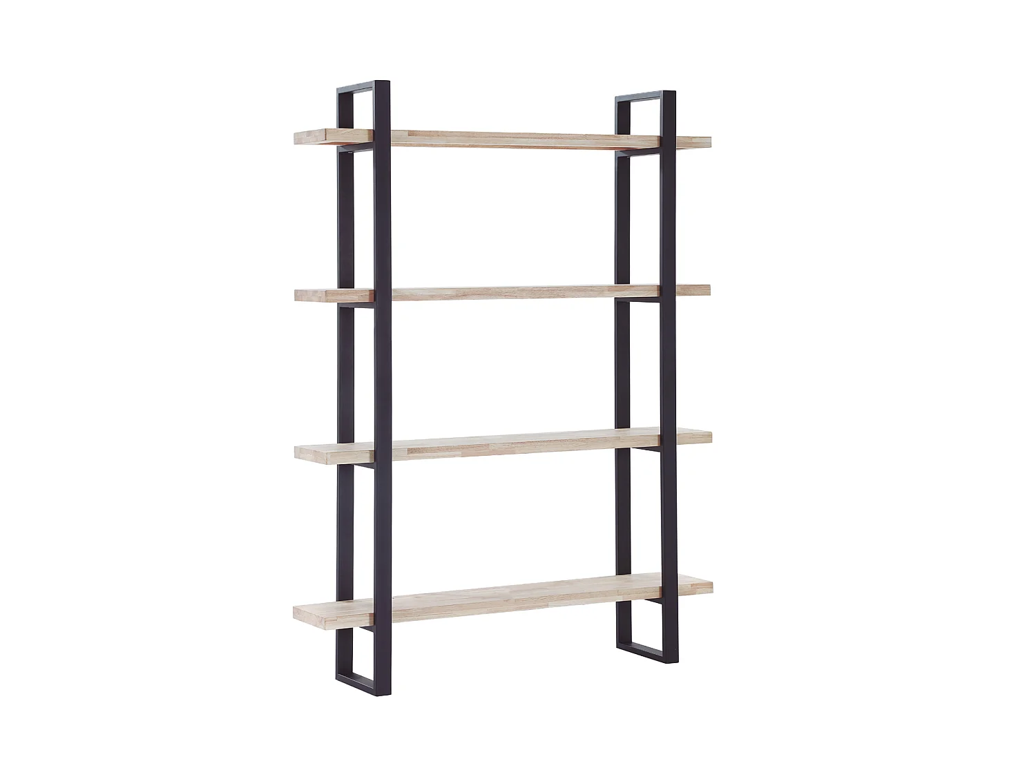 Étagère haute en bois de chêne nordique avec pieds en métal noir - Longueur 120 x Profondeur 35 x Hauteur 180 cm