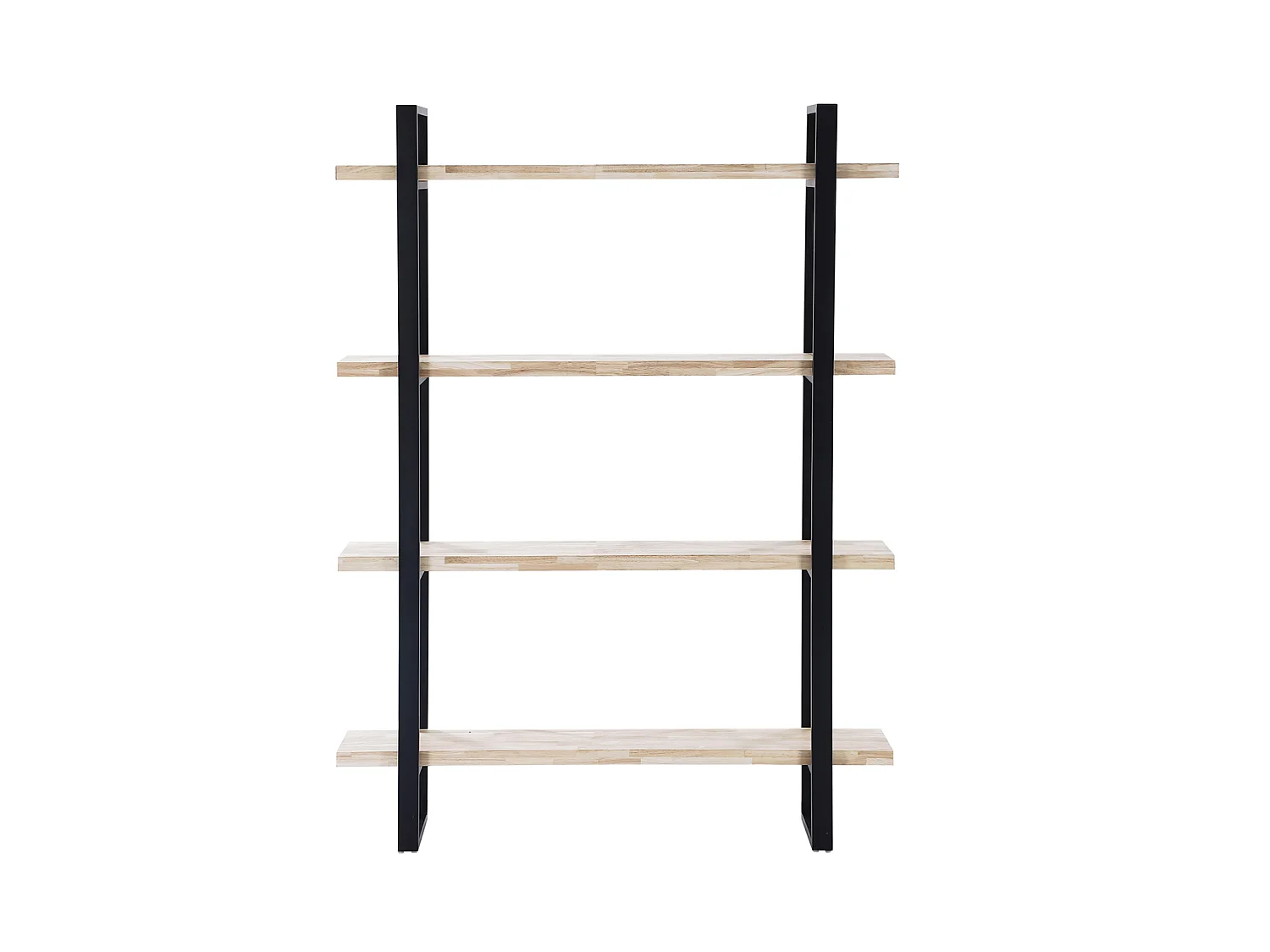 Étagère haute en bois de chêne nordique avec pieds en métal noir - Longueur 120 x Profondeur 35 x Hauteur 180 cm