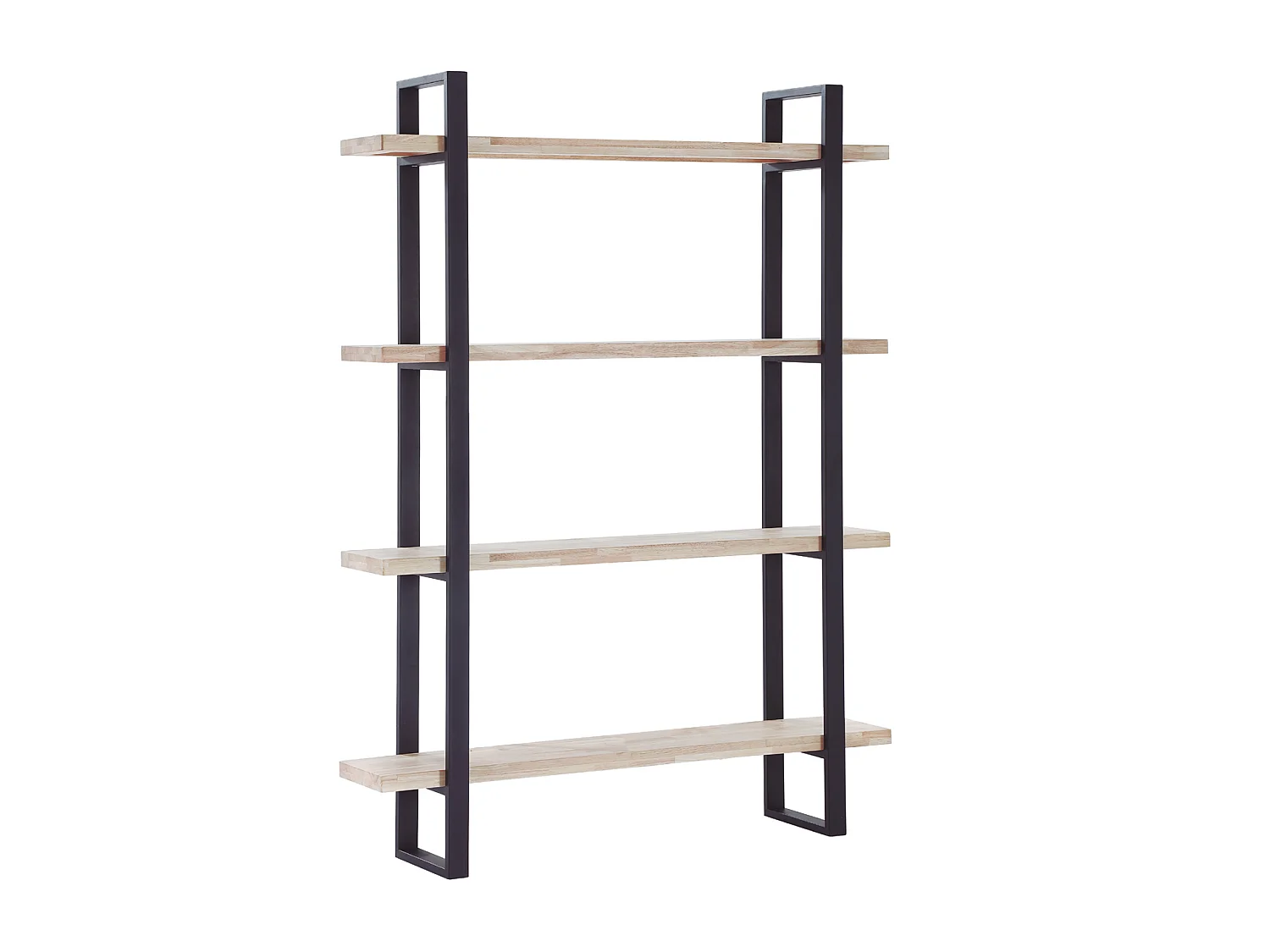 Étagère haute en bois de chêne nordique avec pieds en métal noir - Longueur 120 x Profondeur 35 x Hauteur 180 cm