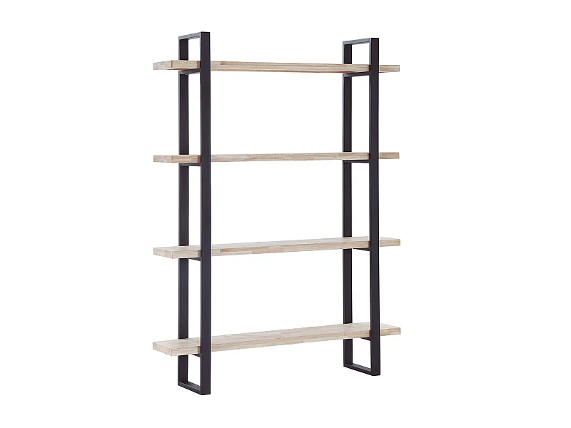 Étagère haute en bois de chêne nordique avec pieds en métal noir - Longueur 120 x Profondeur 35 x Hauteur 180 cm