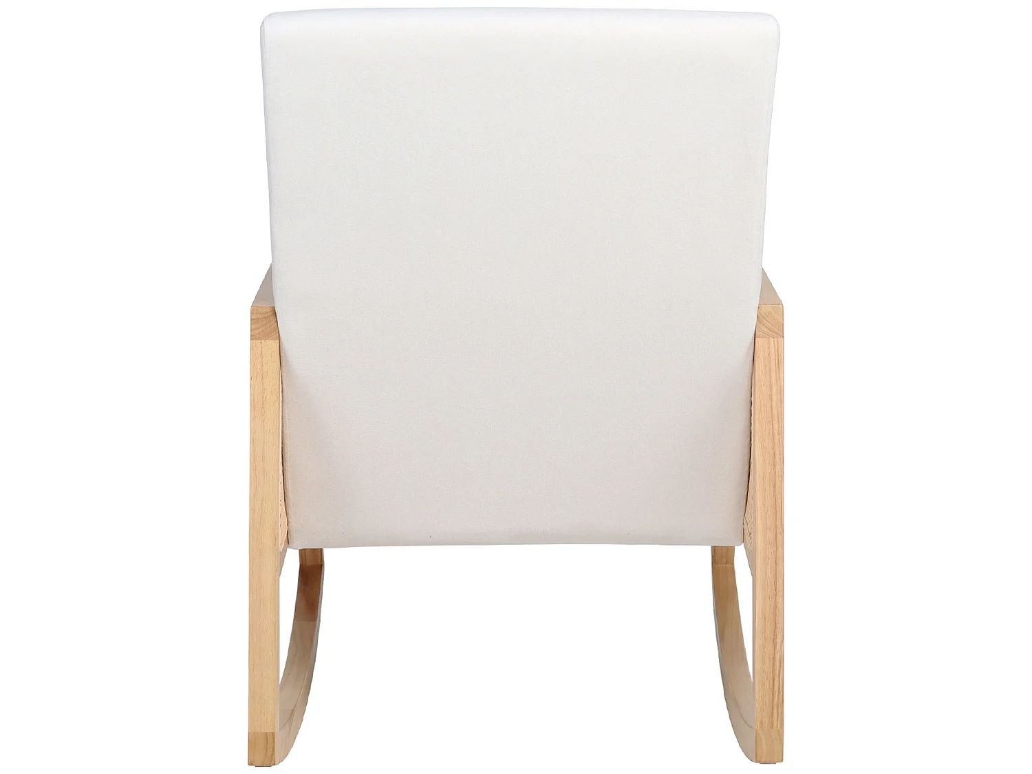 Fauteuil à bascule, chaise berçante rembourrée en microfibre crème/bois naturel - Longueur 82 x Profondeur 65 x Hauteur 98 cm
