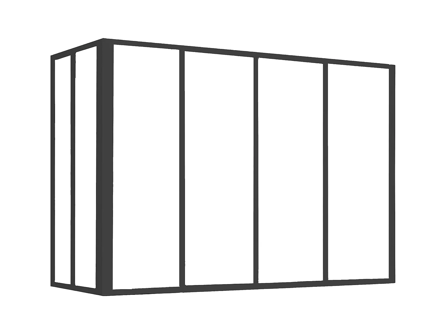 Vetrata angolare L120 x L60 x H130 cm in Alluminio termolaccato Nero Stile atelier - BAYVIEW