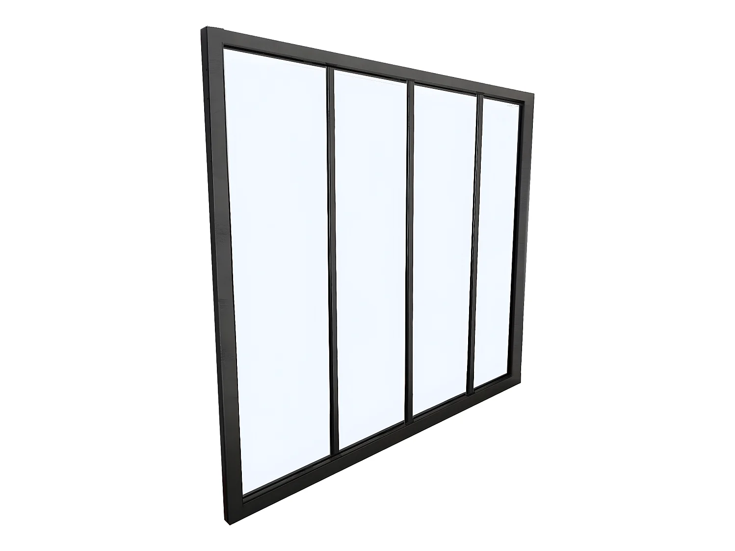 Vetrata angolare L120 x L60 x H130 cm in Alluminio termolaccato Nero Stile atelier - BAYVIEW