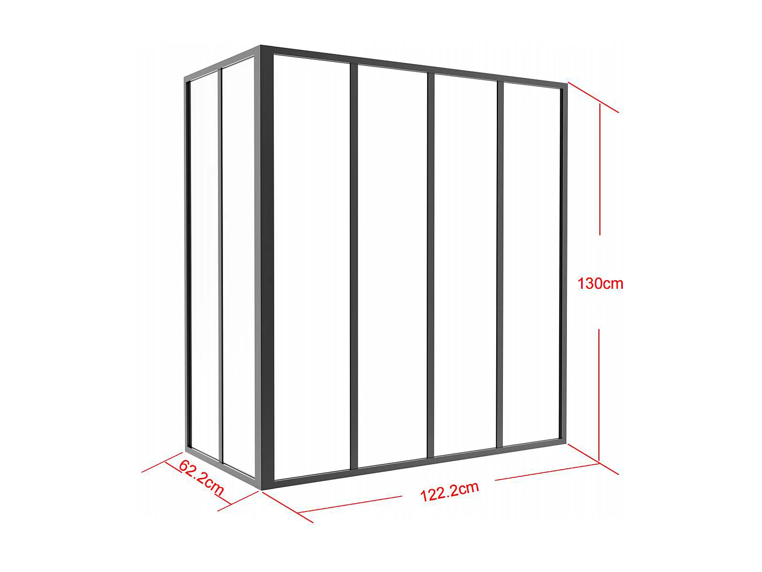 Hoekraam werkplaats van gepoedercoat aluminium - L120 x B60 x H130 cm - Zwart - BAYVIEW