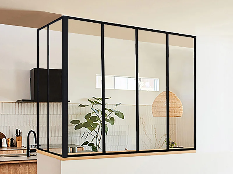 Hoekraam werkplaats van gepoedercoat aluminium - L120 x B60 x H130 cm - Zwart - BAYVIEW