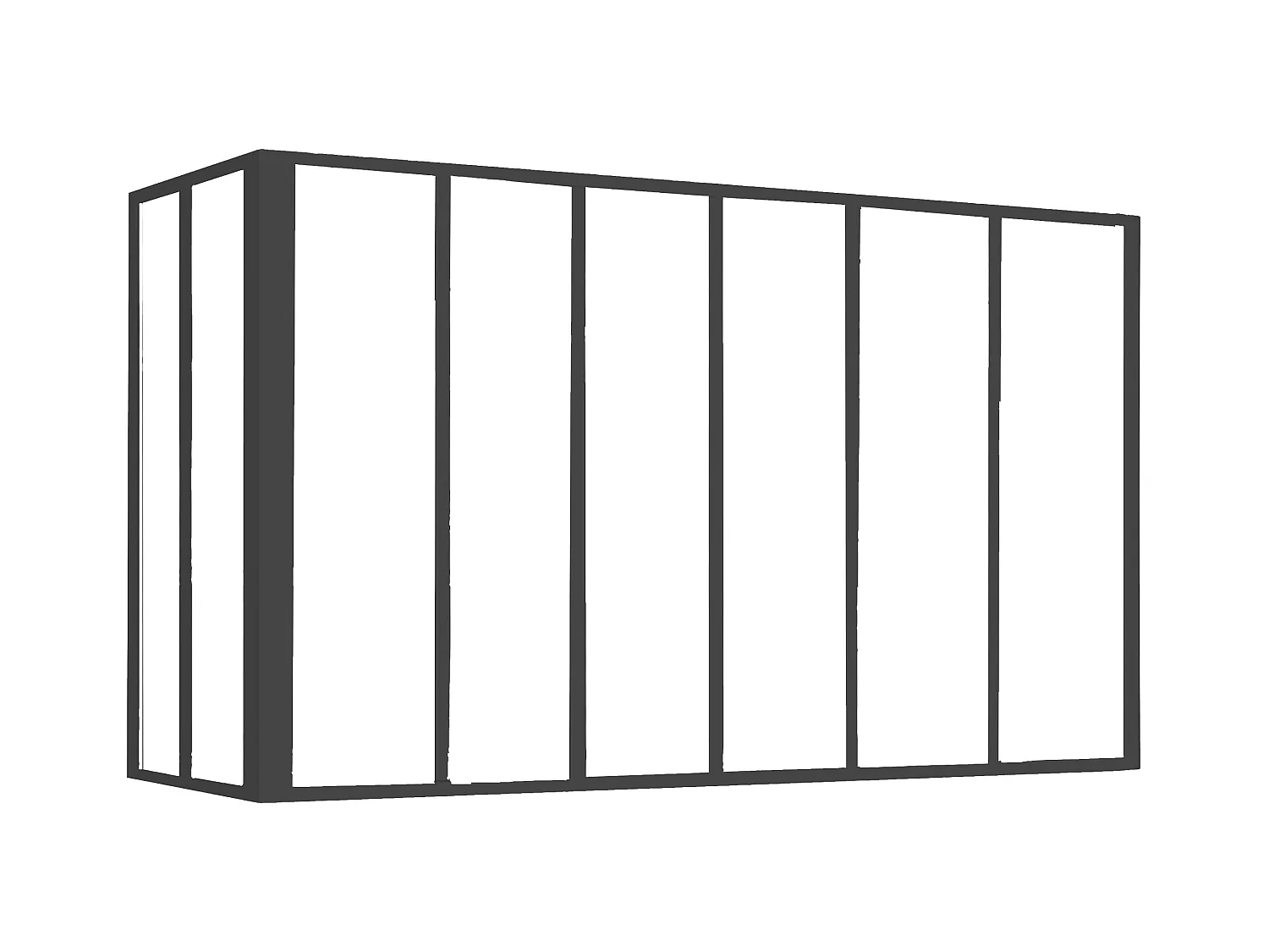 Hörnglasvägg för ateljé i pulverlackerad aluminium - L180 x L60 x H130 cm - Svart - BAYVIEW