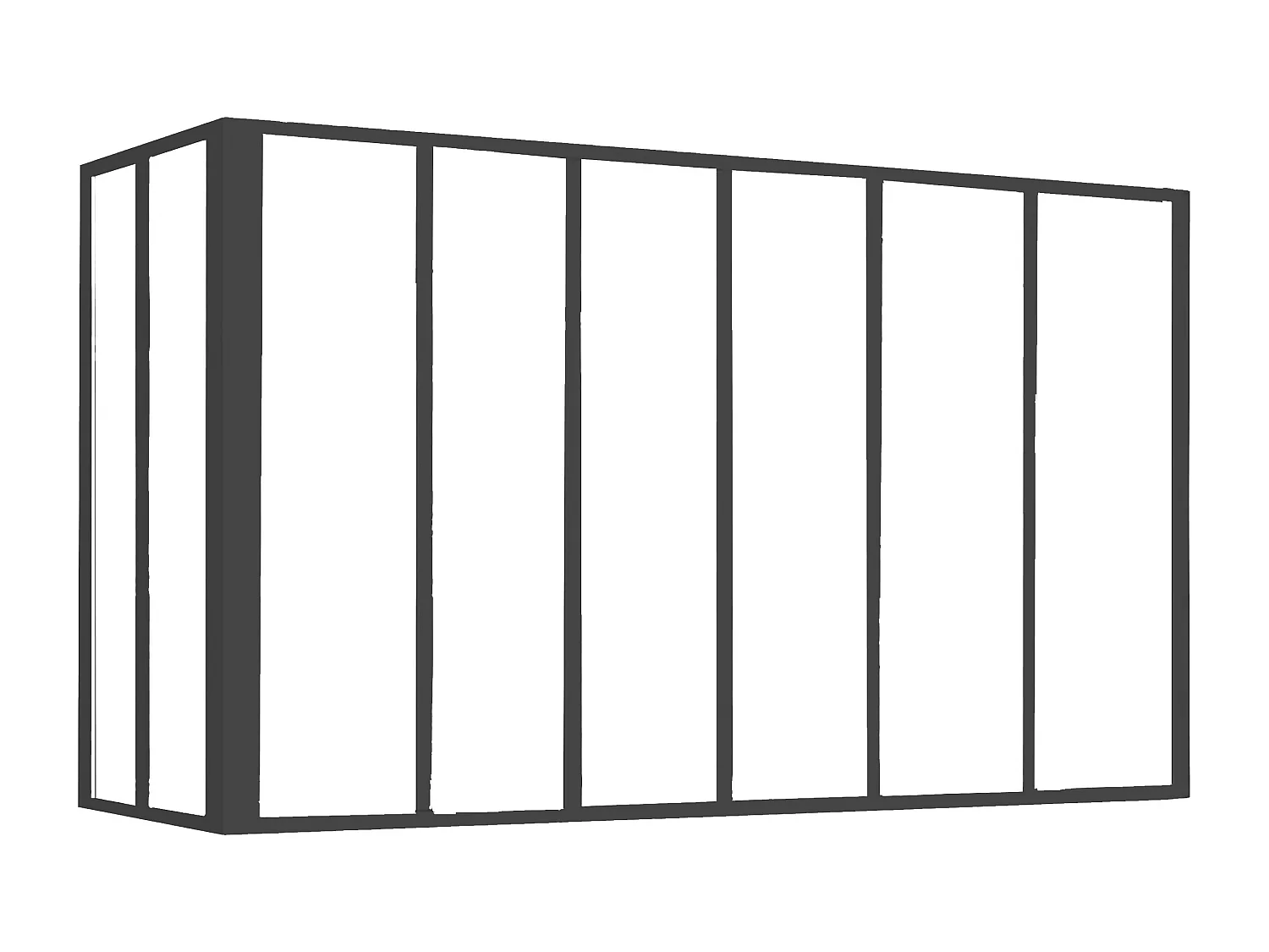 Glaswand Ecklösung - 180 x 60 x 130 cm - thermolackiertes Aluminium - Schwarz - BAYVIEW