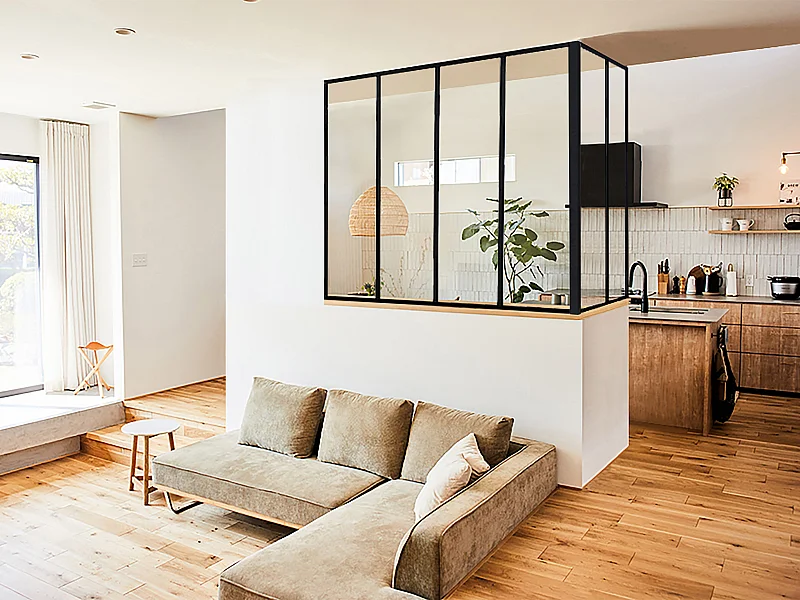 Verrière d'angle atelier en aluminium thermolaqué - L120 x L60 x H105 cm - Noir - BAYVIEW