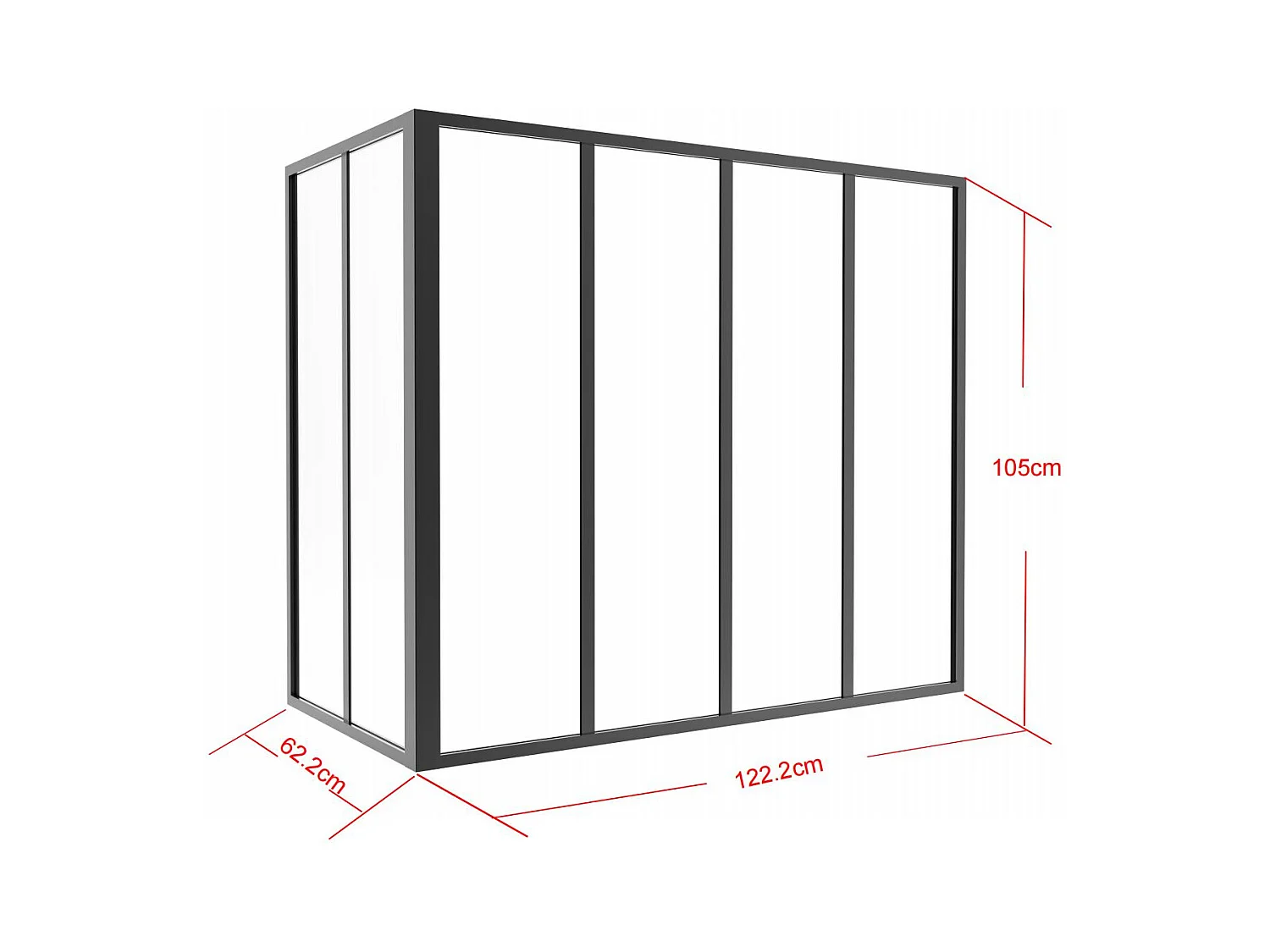 Ścianka narożna z aluminium malowanego proszkowo - Dł.120 x Gł.60 x Wys.105 cm - czarna - BAYVIEW