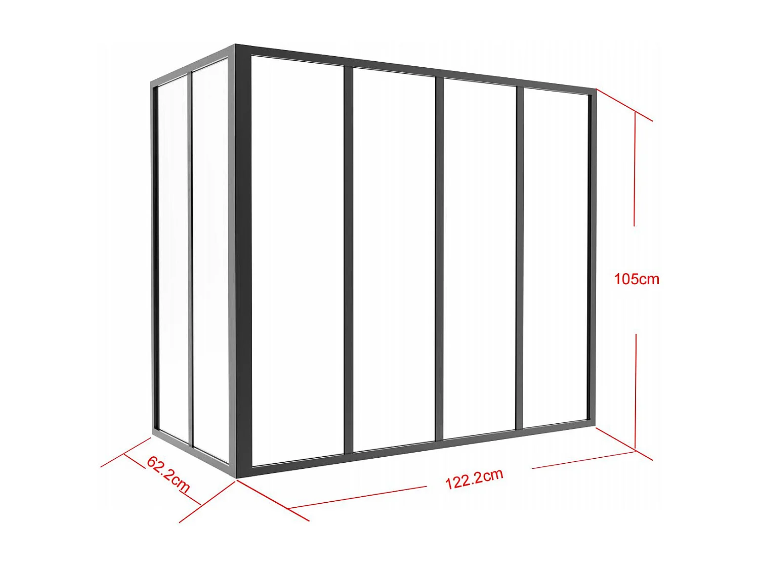 Verrière d'angle atelier en aluminium thermolaqué - L120 x L60 x H105 cm - Noir - BAYVIEW