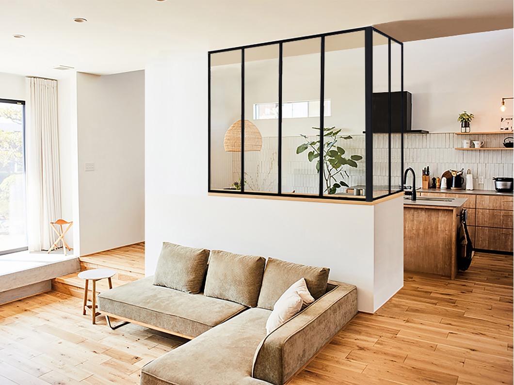 Verrière d'angle atelier en aluminium thermolaqué - L120 x L60 x H105 cm - Noir - BAYVIEW