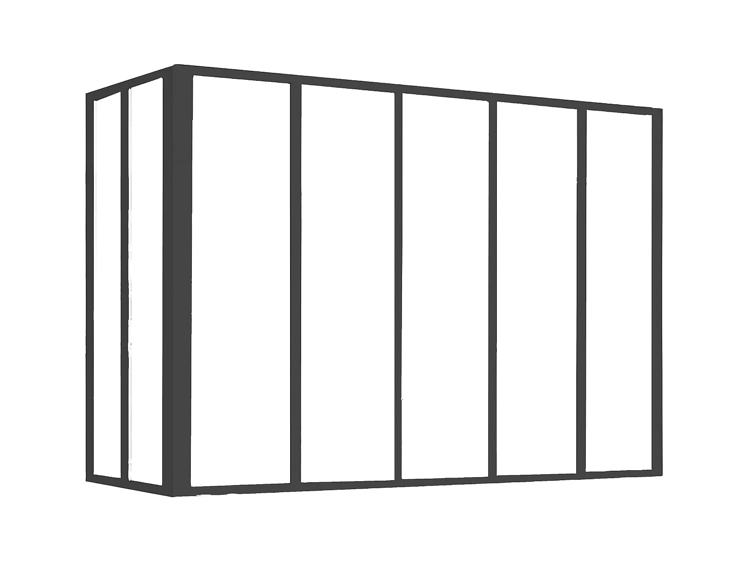 Glaswand Ecklösung - 150 x 60 x 105 cm - thermolackiertes Aluminium - Schwarz - BAYVIEW