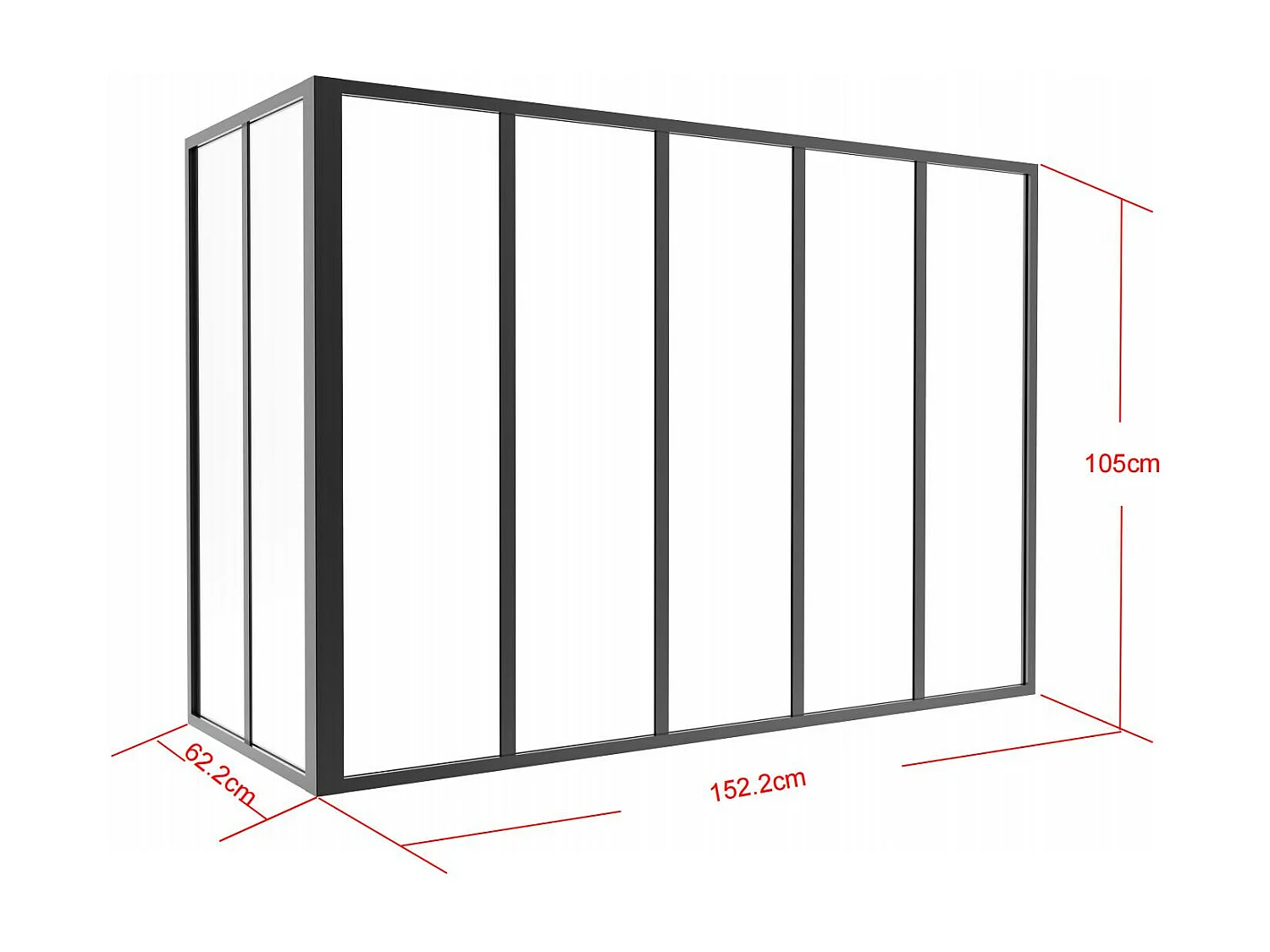 Verrière d'angle atelier en aluminium thermolaqué - L150 x L60 x H105 cm - Noir - BAYVIEW