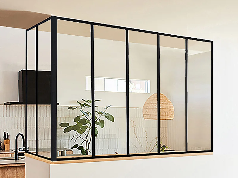 Hoekraam werkplaats van gepoedercoat aluminium - L150 x B60 x H105 cm - Zwart - BAYVIEW