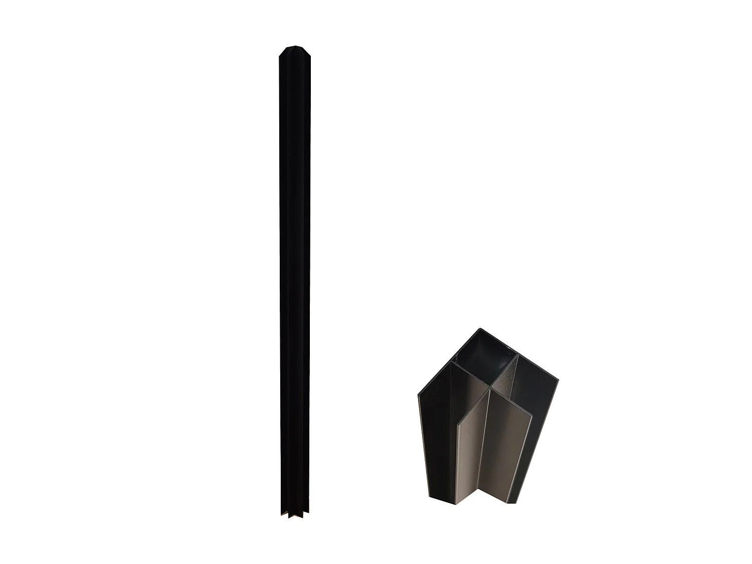 Glaswand Ecklösung - 180 x 60 x 105 cm - thermolackiertes Aluminium - Schwarz - BAYVIEW