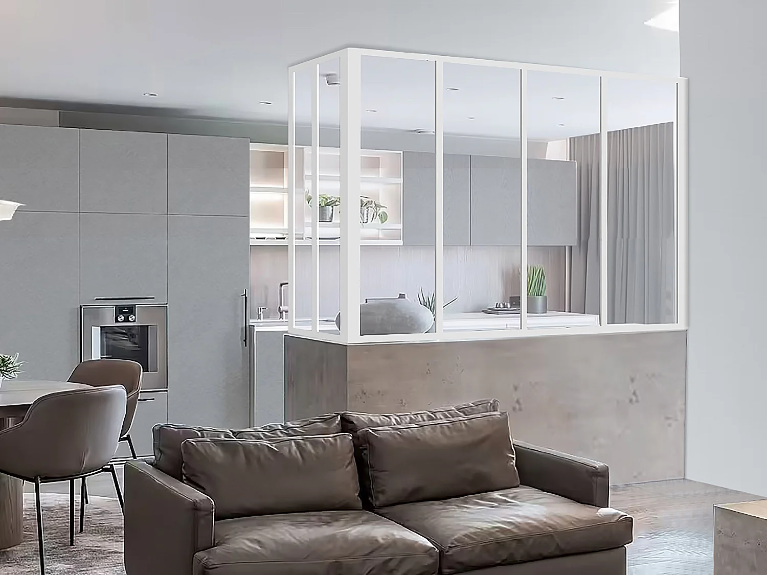 Verrière d'angle atelier en aluminium thermolaqué - L120 x L60 x H130 cm - Blanc - BAYVIEW