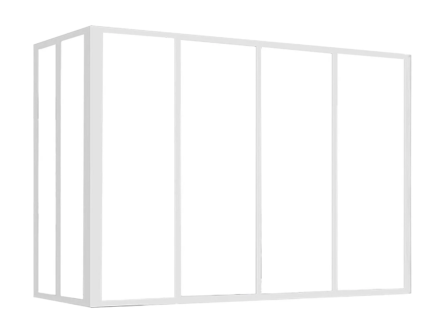 Glaswand Ecklösung - 120 x 60 x 130 cm - thermolackiertes Aluminium - Weiß - BAYVIEW