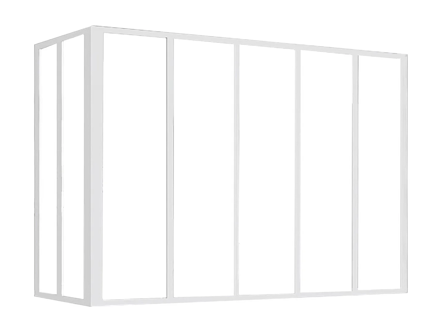 Vetrata angolare L150 x L60 x H130 cm in Alluminio termolaccato Bianco Stile atelier - BAYVIEW