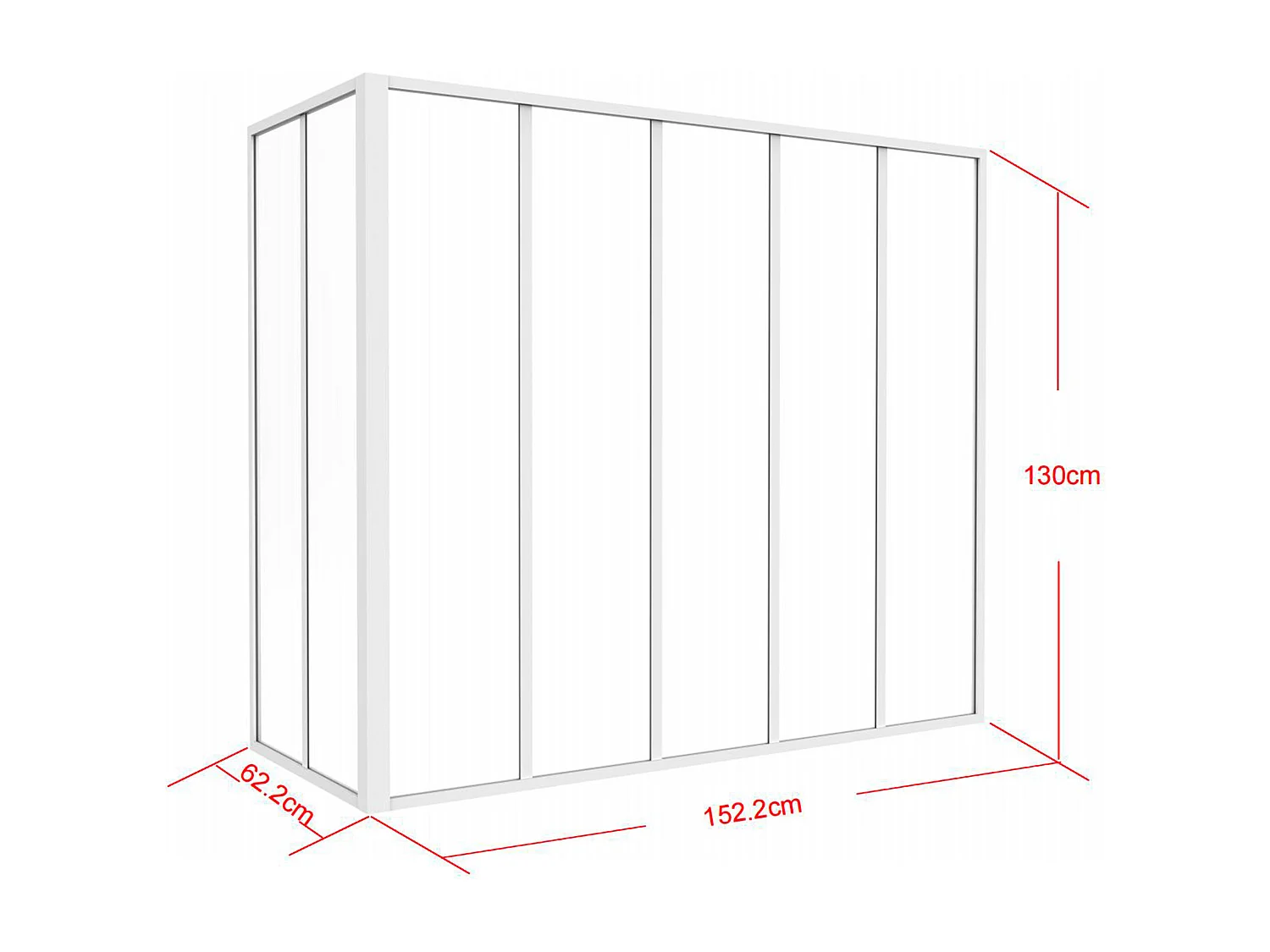 Vetrata angolare L150 x L60 x H130 cm in Alluminio termolaccato Bianco Stile atelier - BAYVIEW