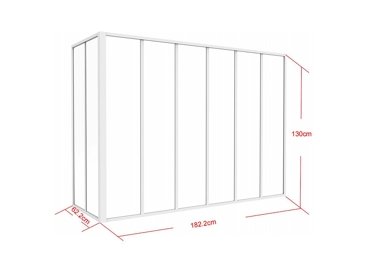 Verrière d'angle atelier en aluminium thermolaqué - L180 x L60 x H130 cm - Blanc - BAYVIEW